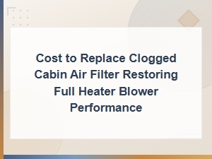 Cost to Replace a Clogged Cabin Air Filter and Restore Heater Blower Performance